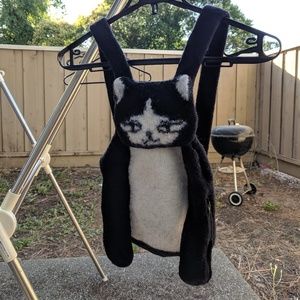 Hand-made Wool Black & White Cat Backpack